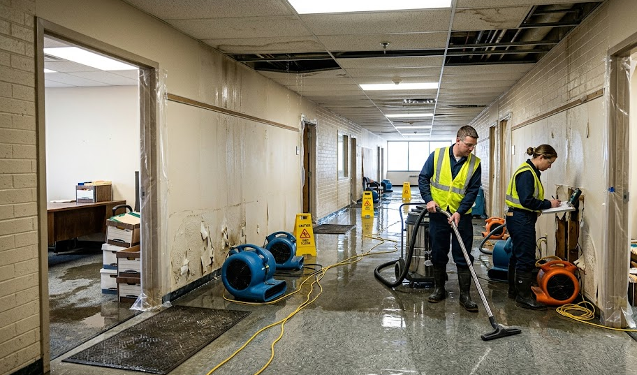 Government building water damage cleanup png