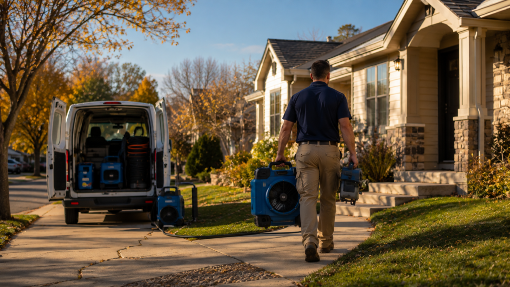 Water damage restoration Maple Grove Franklin Boise technician
