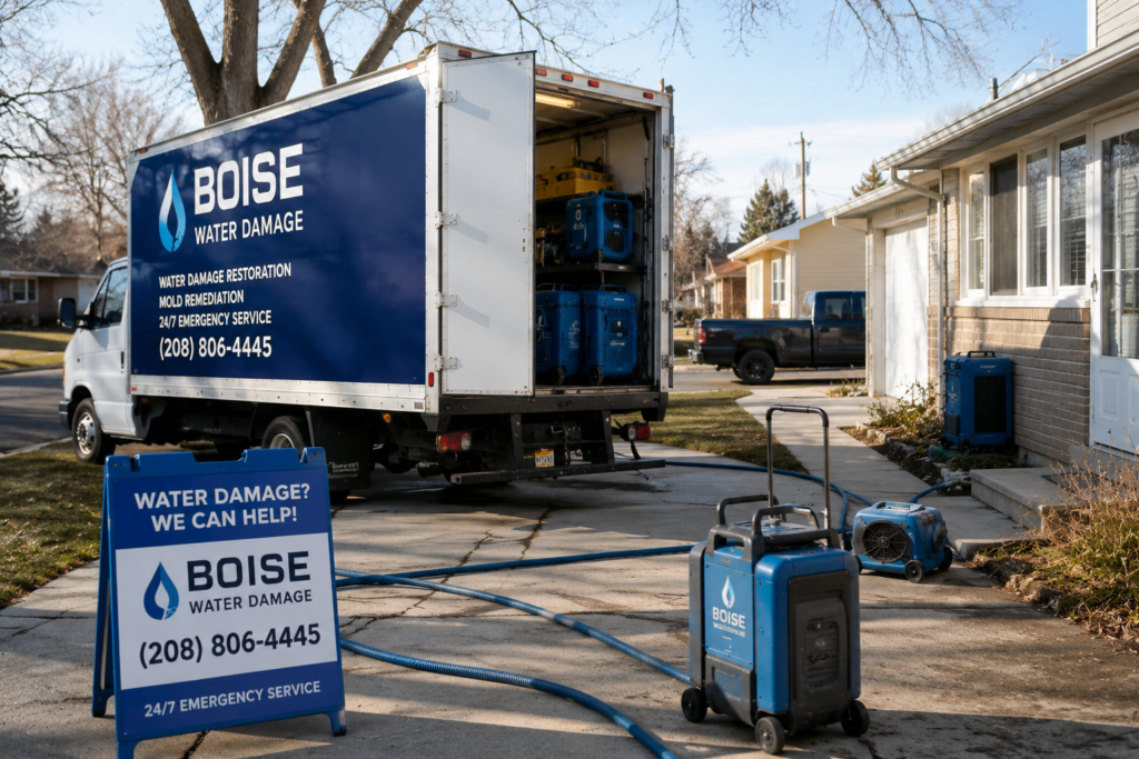 Water damage restoration team in Morris Hill home.