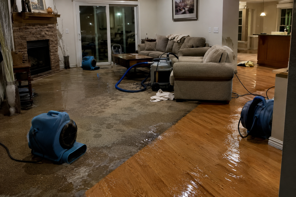 24 hour water damage cleanup in Boise home
