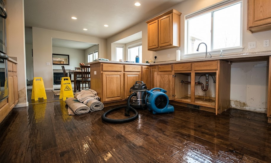Burst pipe flooding causing water damage inside Boise home