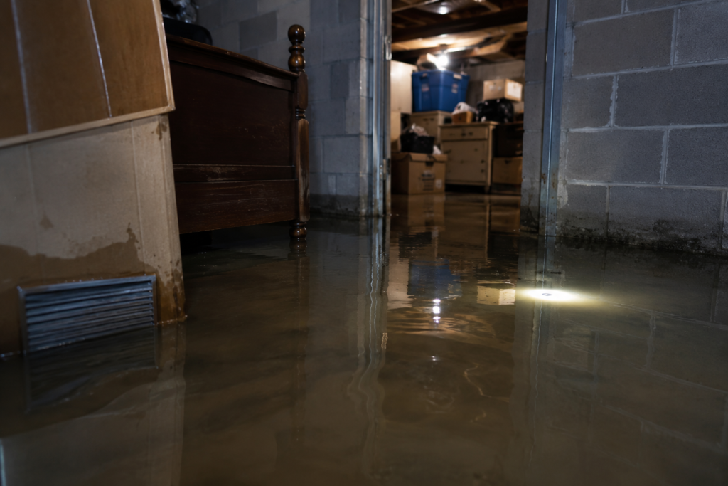 Flooded basement water damage in Boise